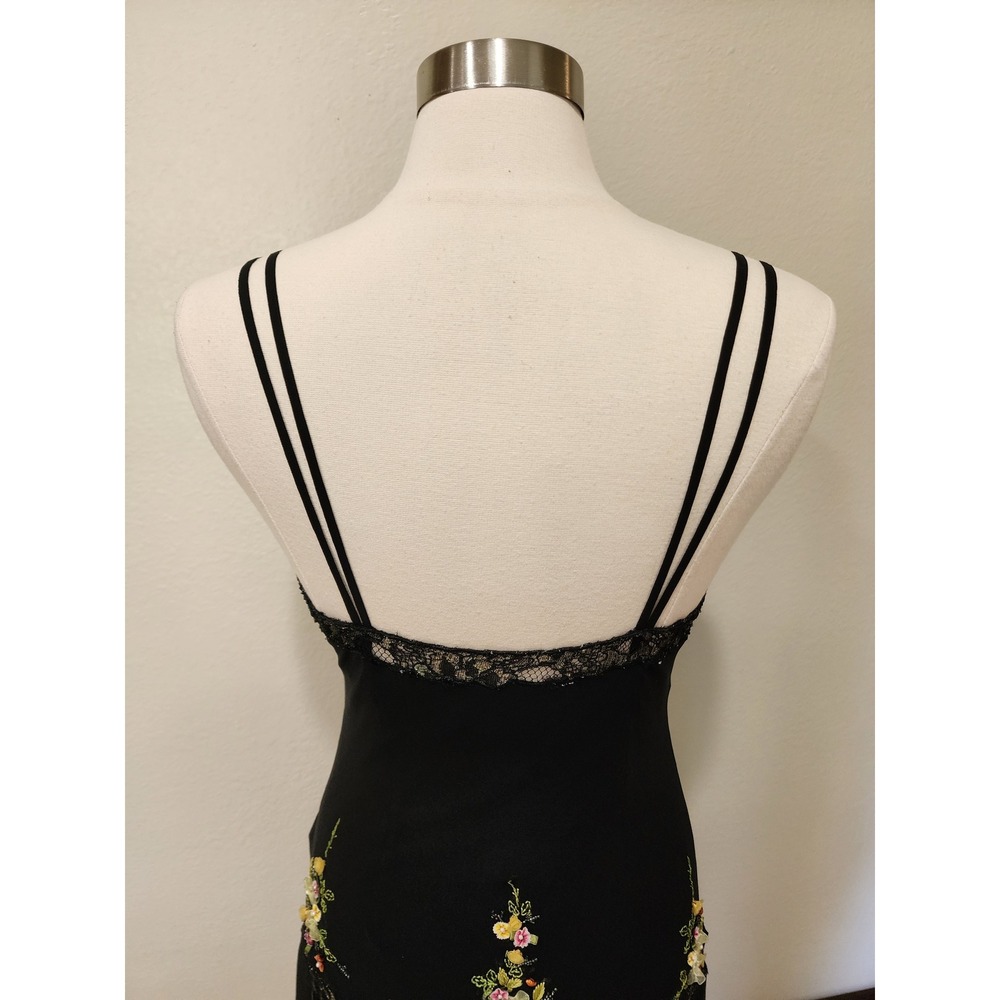 Vintage Sue Wong Silk Fairy Dress 90s Y2K Embroidered Floral Lace Black size 6 - Picture 14 of 16